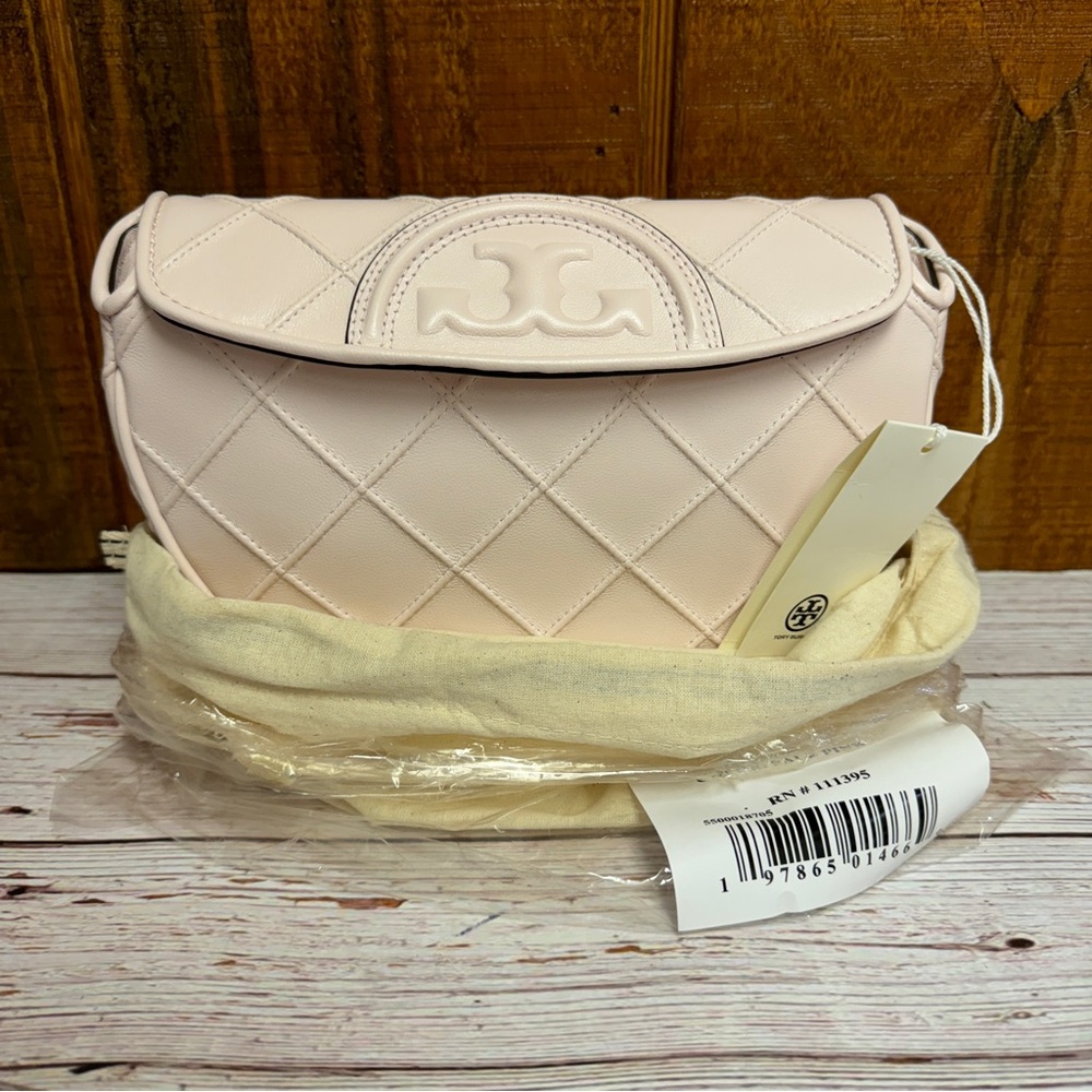 Tory Burch Mini Fleming Soft Crescent Shoulder Bag - Pale Pink - Picture 6 of 8